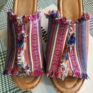 Wedge Brand new Minnetonka multi color and cork wedge sandals. Size 8